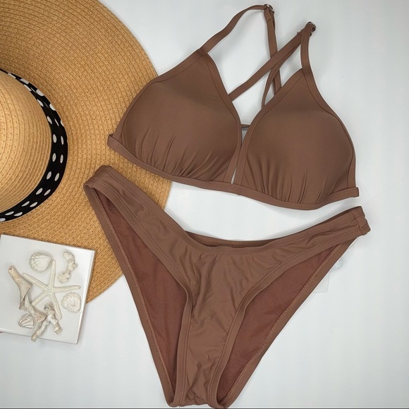 NEW VYB Swim Molded Cup Triangle Bra & High Waist High Leg Bottoms Bikini - Picture 3 of 15